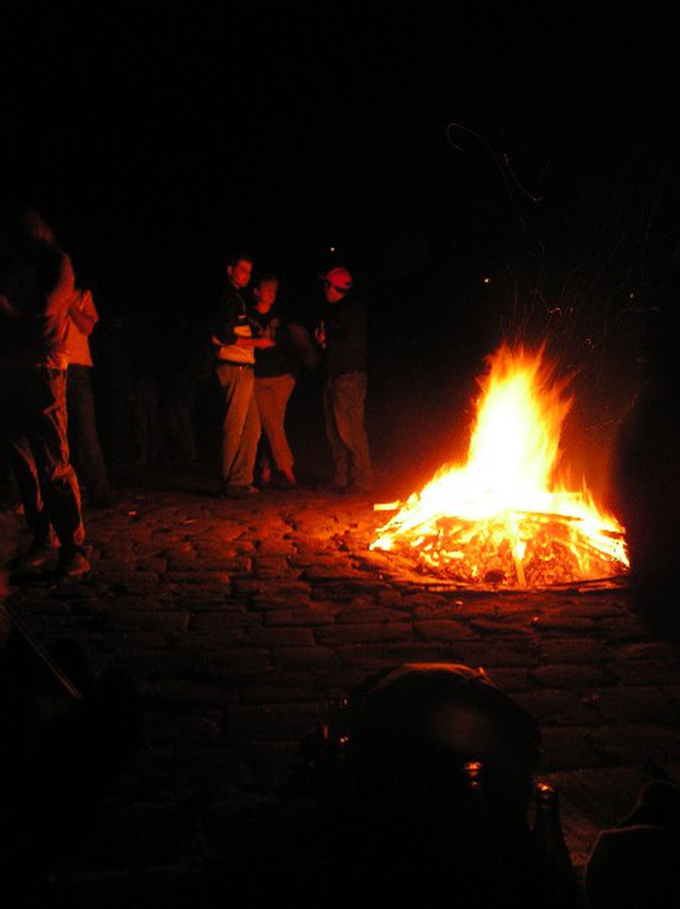 Hoguera durante la noche