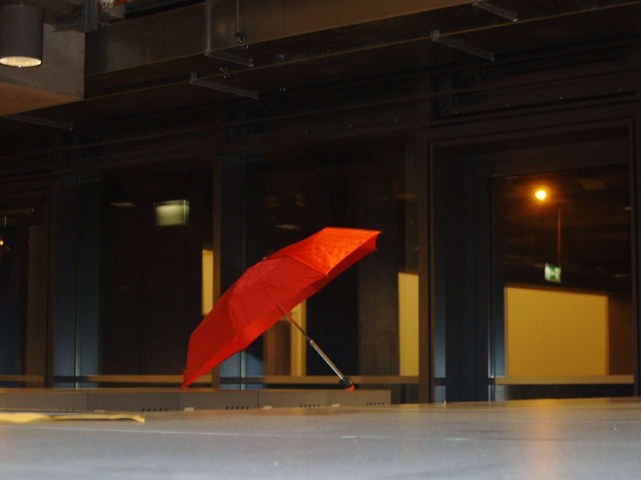 Students leave their umbrellas on top of the lockers.